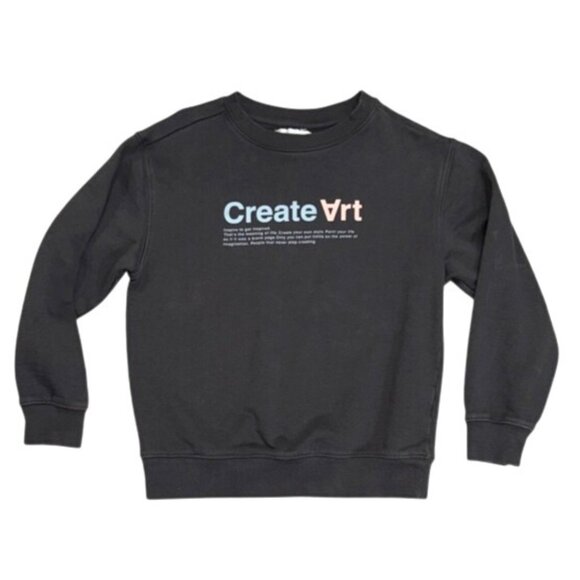 Zara Kids Unisex "Create Art" Graphic Sweatshirt Printed Charcoal Grey Size 10 - Picture 2 of 8